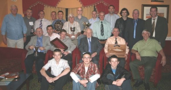 The Moyola Angling Committee at the 2008 Dinner Dance [centre of picture] - Wooden Spoon winner Peter O'Neill